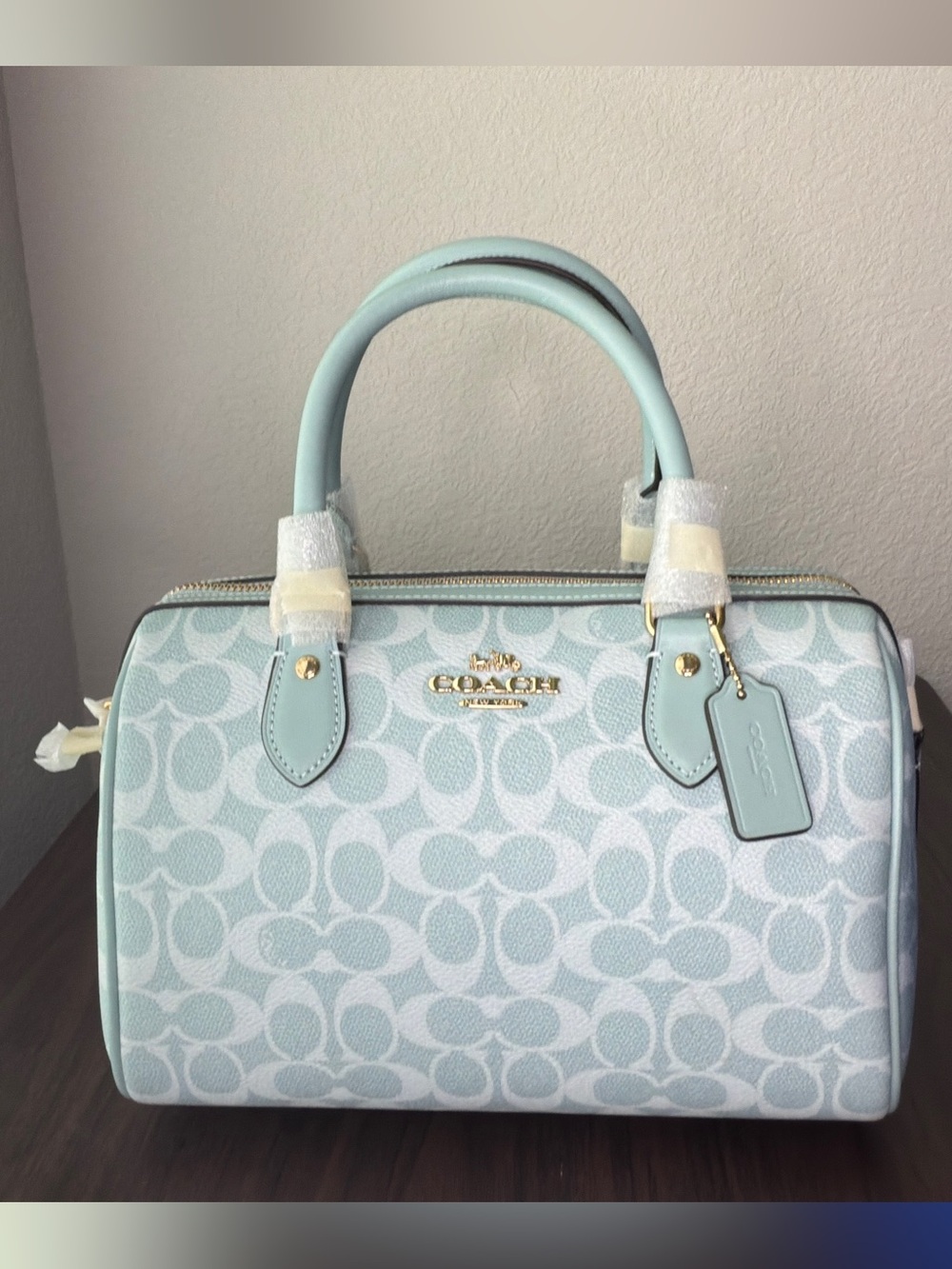 Coach Outlet Rowan Satchel Bag In Light Blue Signature Canvas